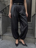 High Waisted Faux Leather Balloon Pants