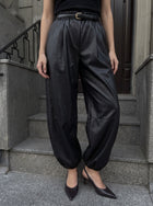 High Waisted Faux Leather Balloon Pants