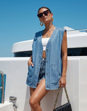 Oversized Sleeveless Denim Vest Jacket