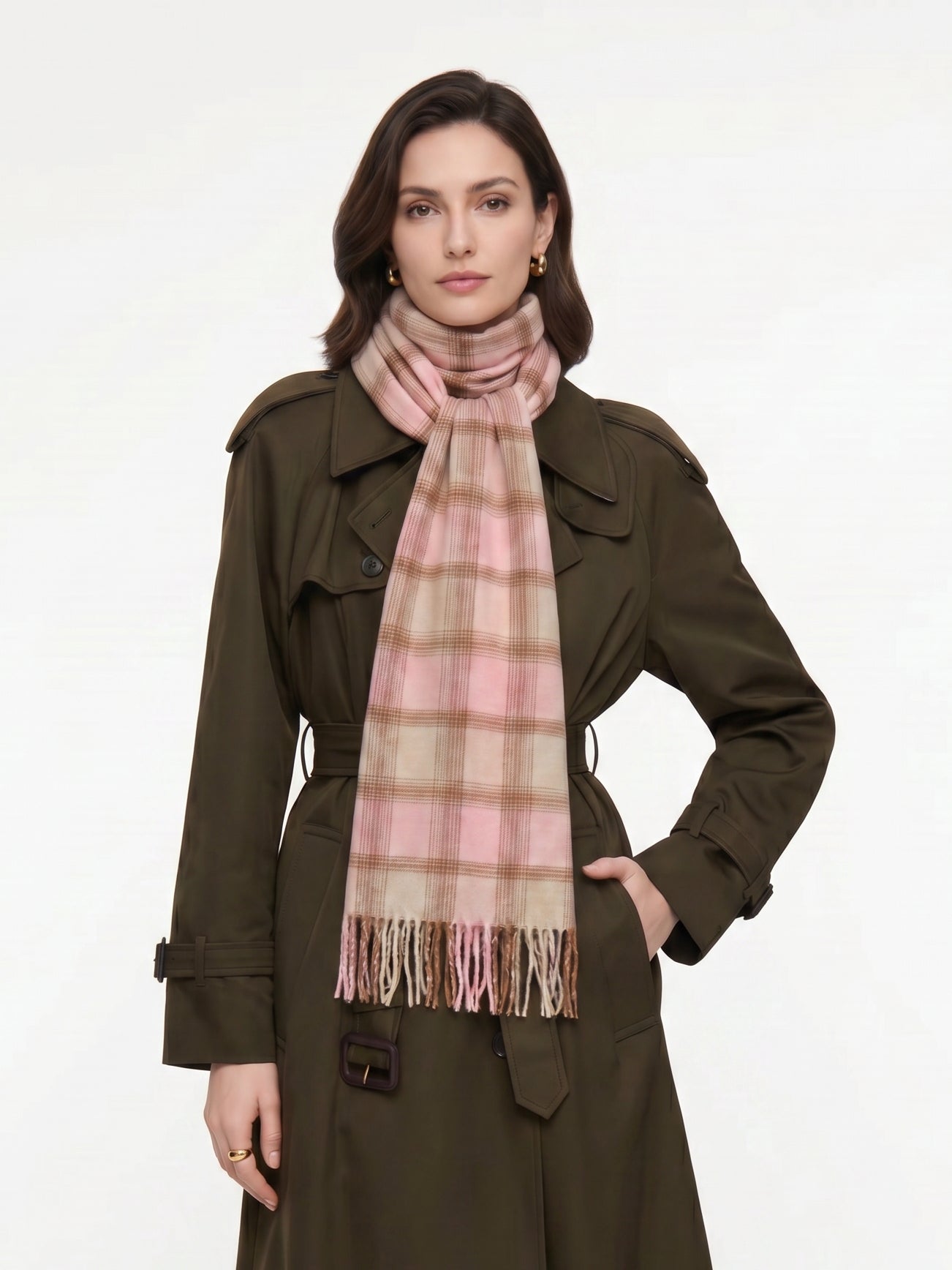 Soft Plaid Tassel Winter Scarf