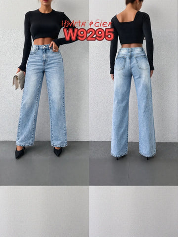 High Waisted Light Wash Wide Leg Jeans