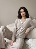 Soft Ribbed Button Front Lounge Set