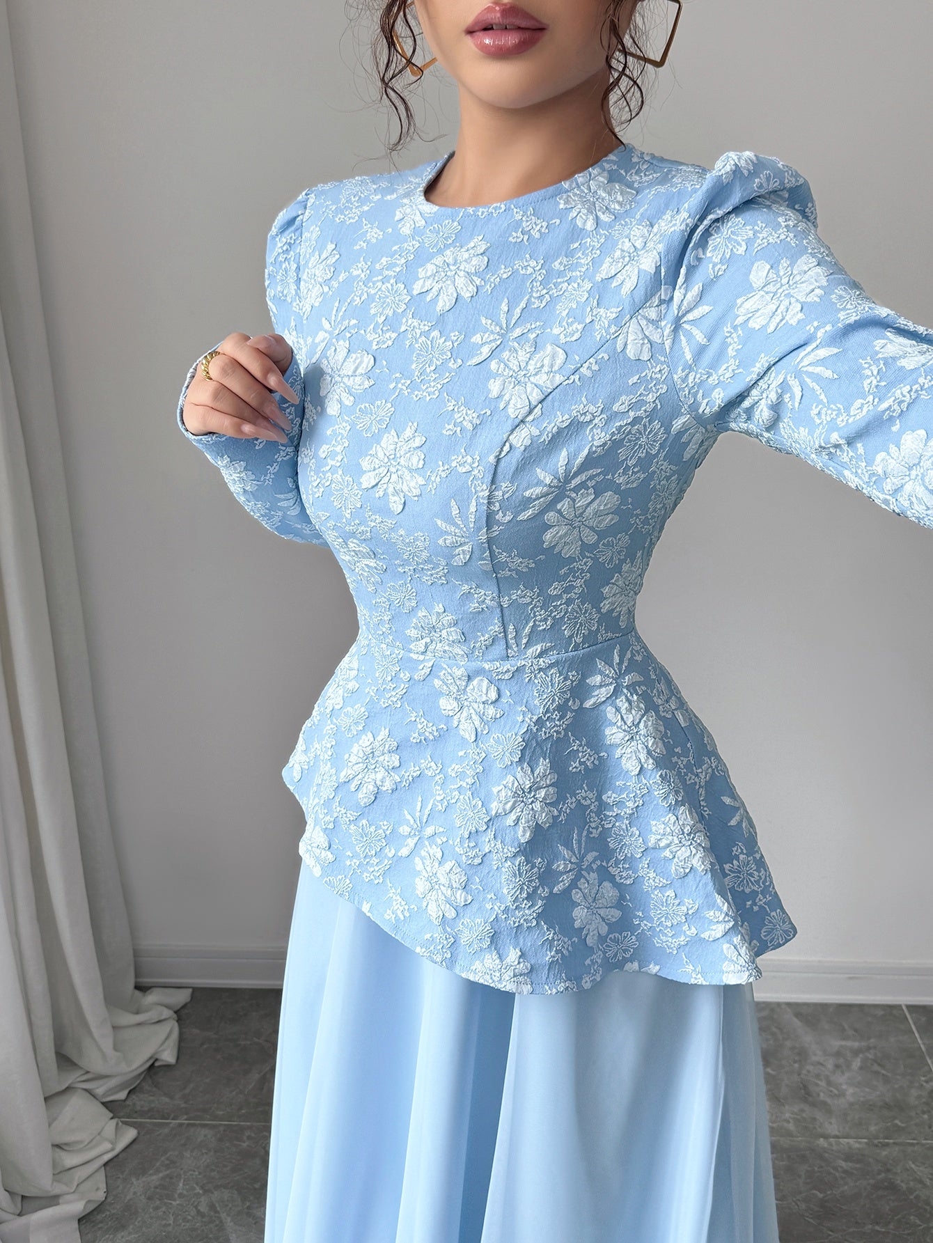 Floral Embroidered Tulle Midi Dress