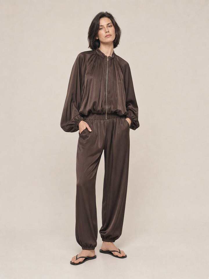 Satin Pleated Lantern Sleeve Pant Set