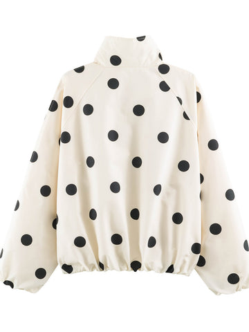Casual Polka Dot Stand Collar Jacket