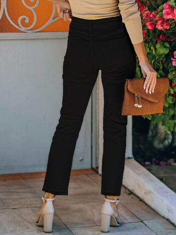 High Waisted Raw Hem Jeans