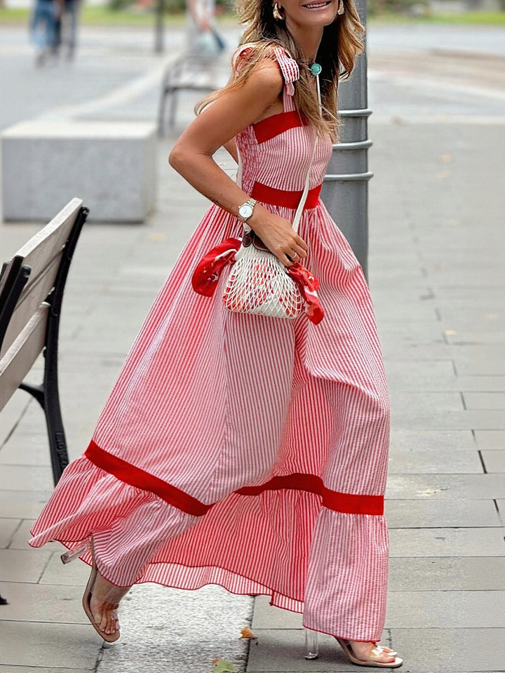 Striped Tie Strap Midi Dress