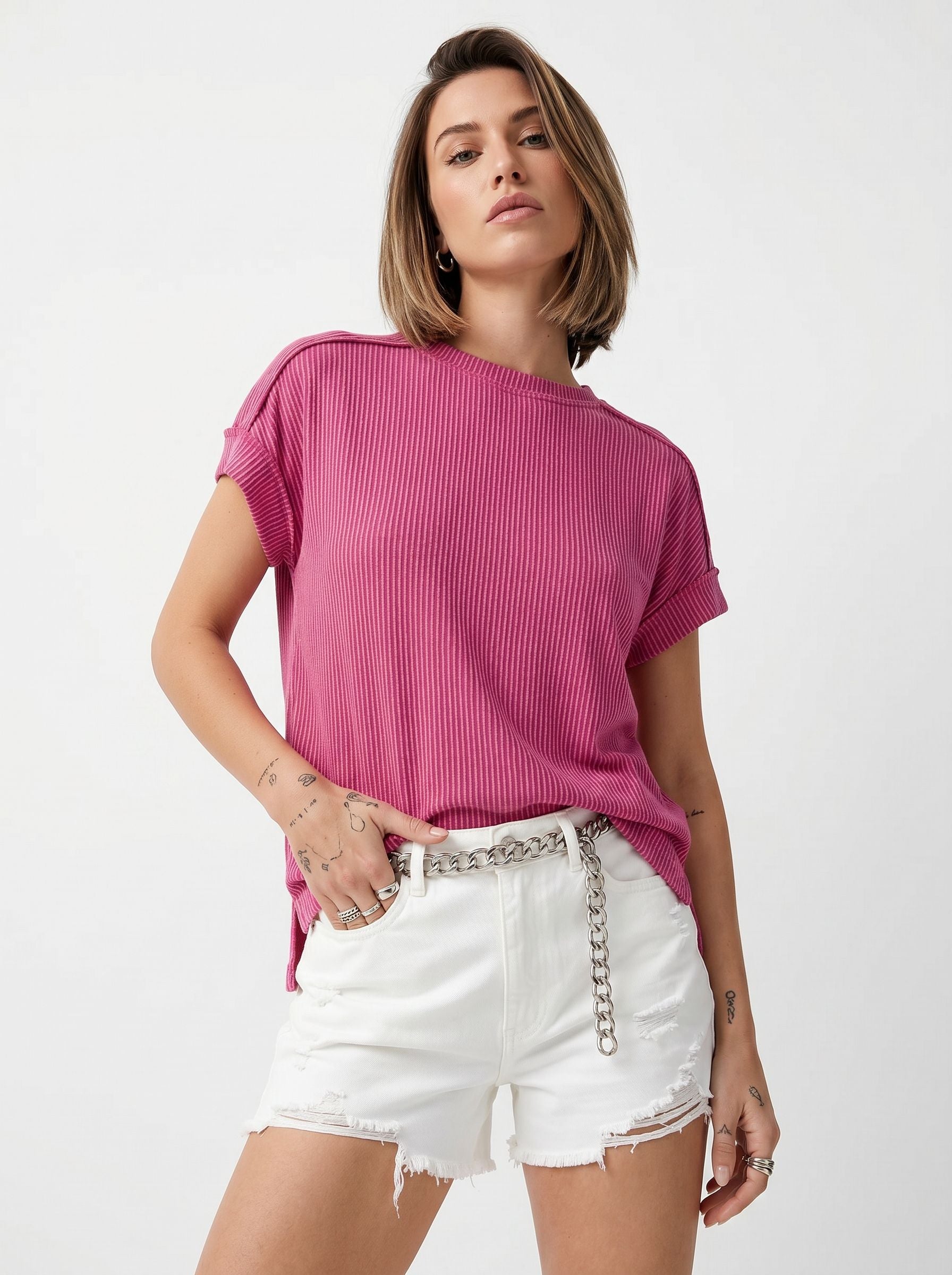 Loose Ribbed T-Shirt