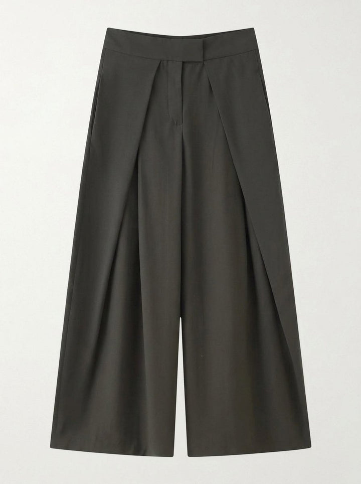 High Waisted Pinstripe Wide Leg Trousers