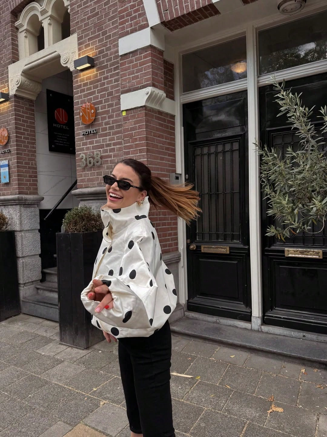Casual Polka Dot Stand Collar Jacket