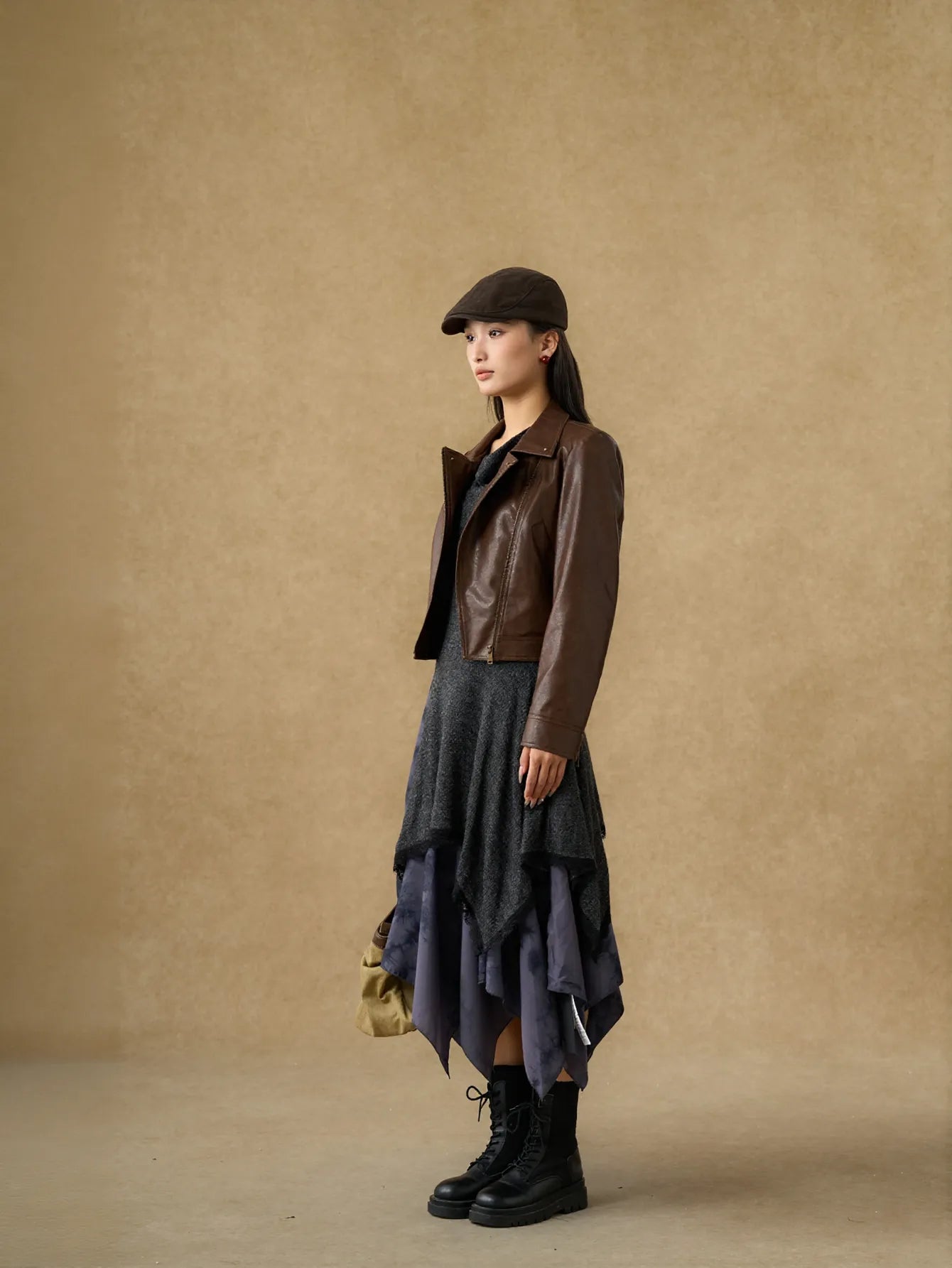 Classic Brown Cropped Faux Leather Jacket