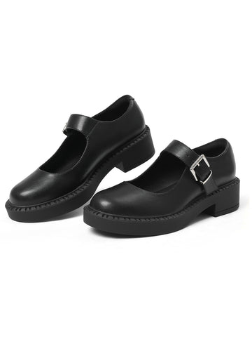 Glossy Platform Buckle Mary Jane Shoes