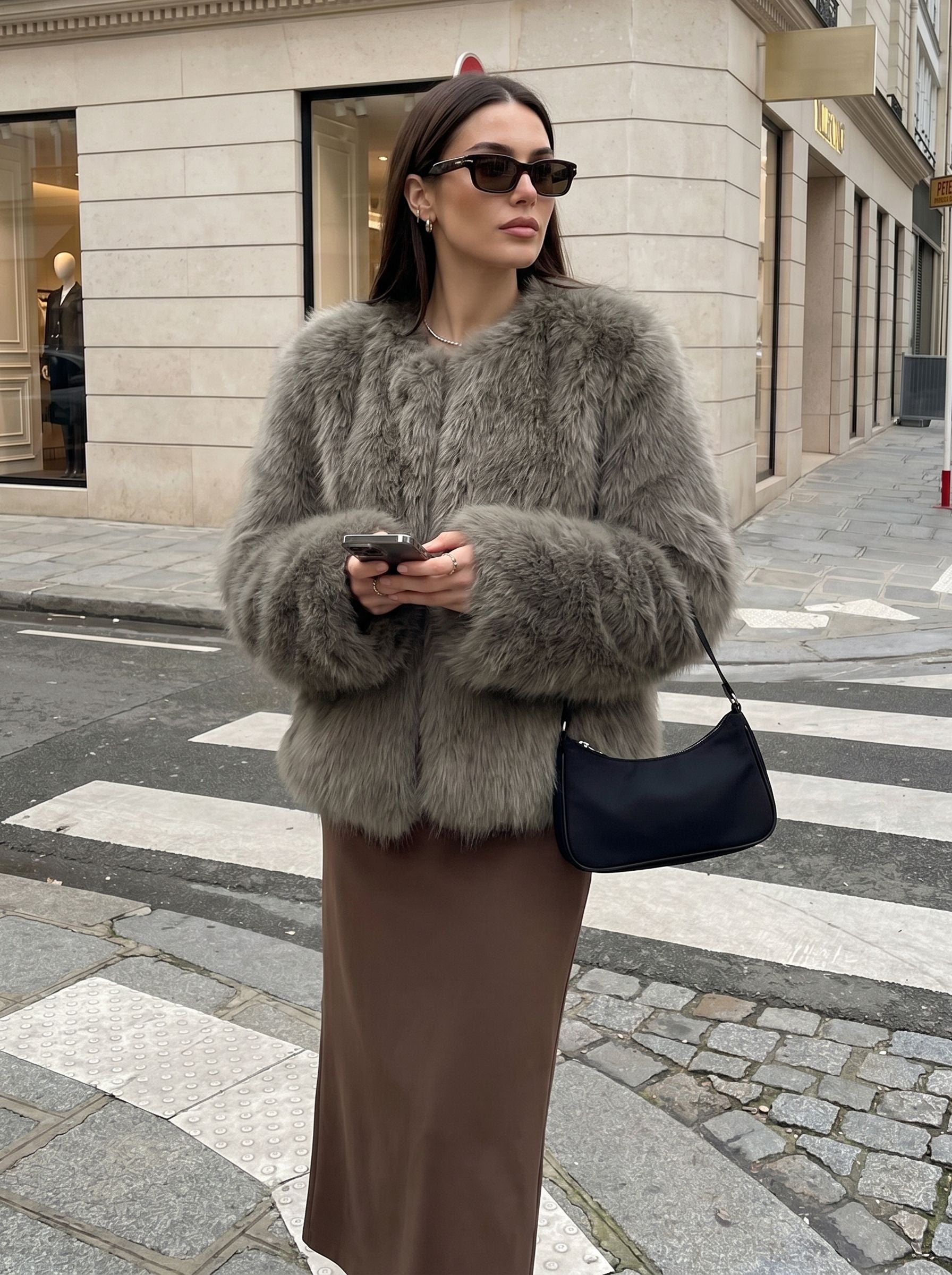 Plush Cropped Faux Fur Coat