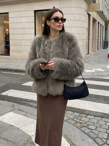 Plush Cropped Faux Fur Coat