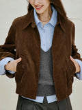 Embroidered Corduroy Casual Bomber Jacket