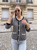 Chic Contrast Trim Knit Cardigan
