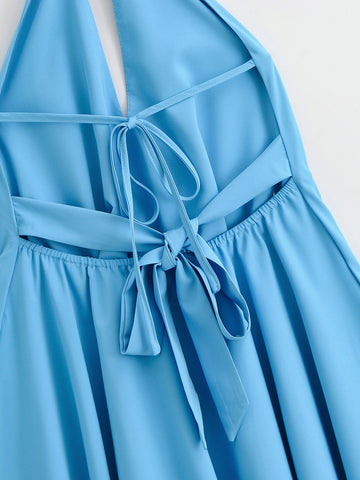 Flowy Halter Neck Mini Dress