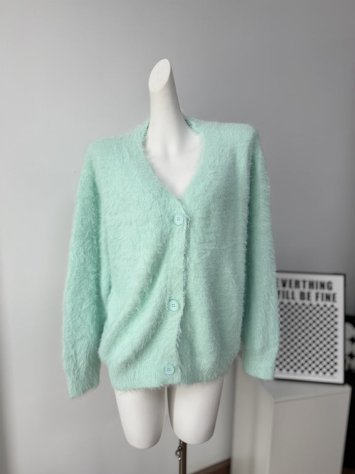 Fluffy Oversized White Cardigan Sweater