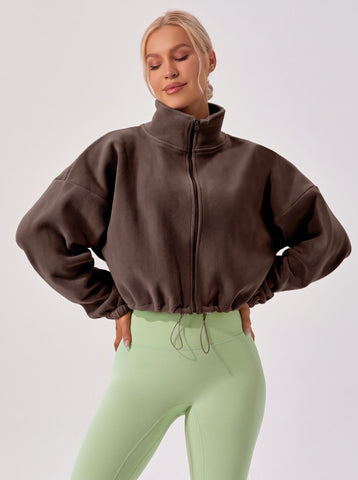 Cropped Fleece Zip Up Jacket