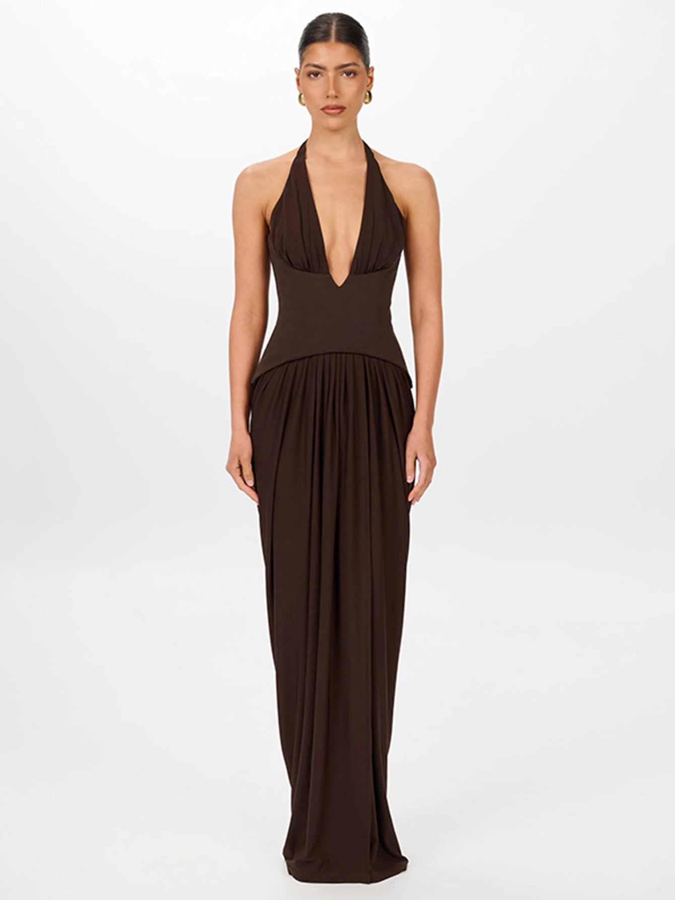 Deep V Neck Sophisticated Maxi Dress