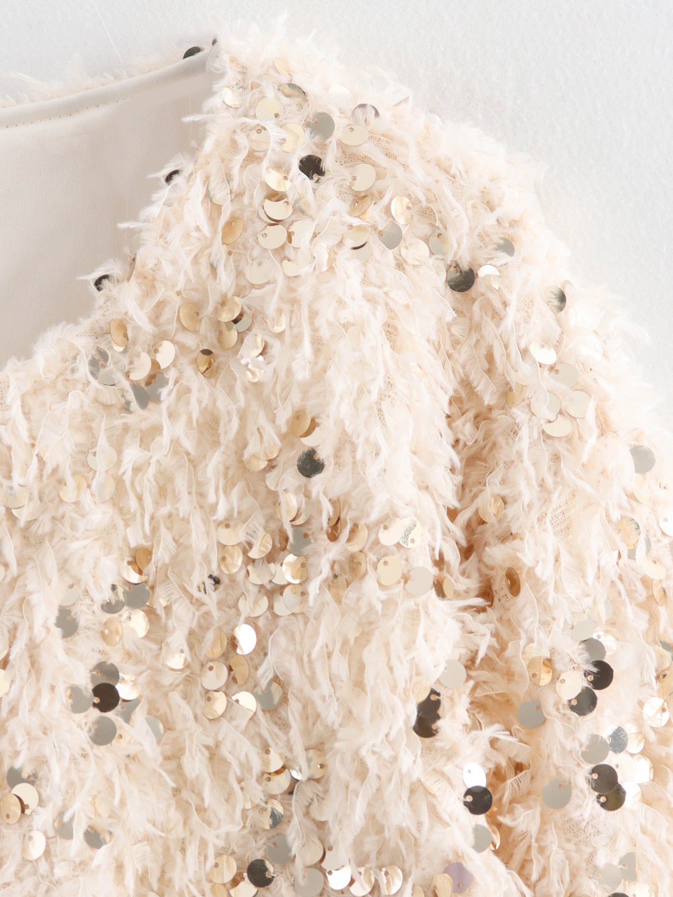 Shimmering Sequin Fringe Crop Jacket