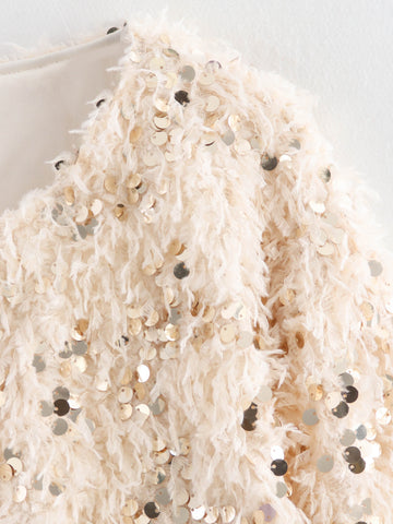 Shimmering Sequin Fringe Crop Jacket