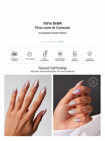 Iridescent Chrome Almond Press On Nails