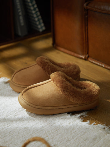 Plush Cushioned Faux Suede Slippers