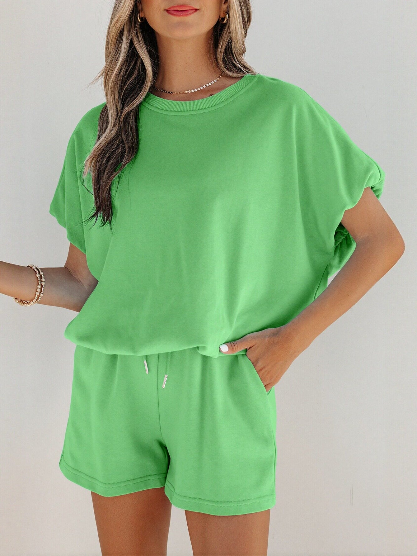 Comfy Casual Green Shorts Set