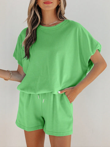 Comfy Casual Green Shorts Set
