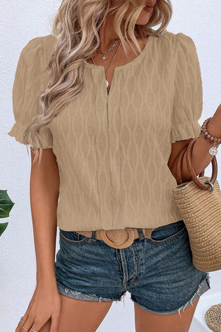 Puff Sleeve Ribbed Knit Top