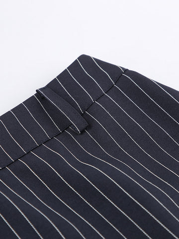 Pinstripe Chic Blazer Skirt Set