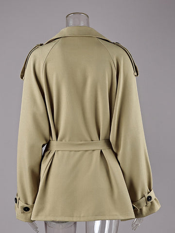 Cropped Belted Trench Coat Jacket
