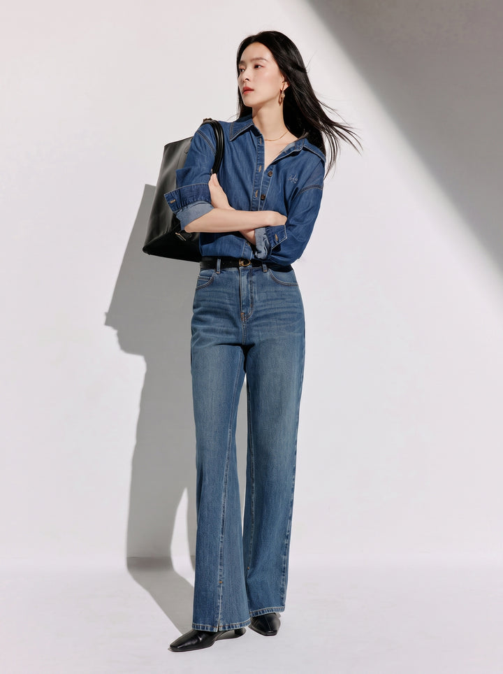 Breathable Moisture Wicking Denim Button Shirt