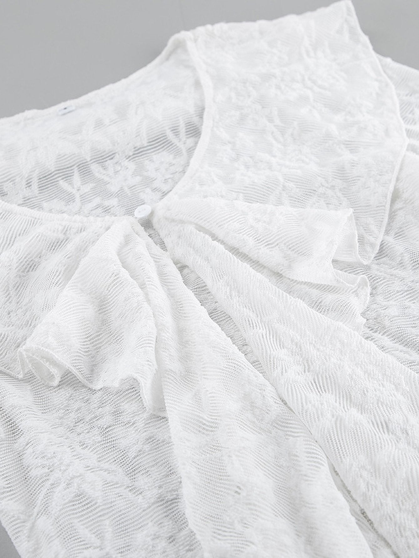 Elegant Ruffle Lace Long Sleeve Blouse