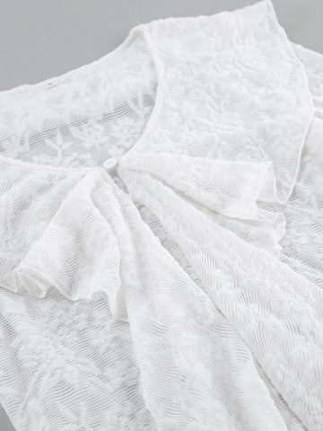 Elegant Ruffle Lace Long Sleeve Blouse