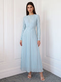Elegant Lace Pleated Maxi Dress