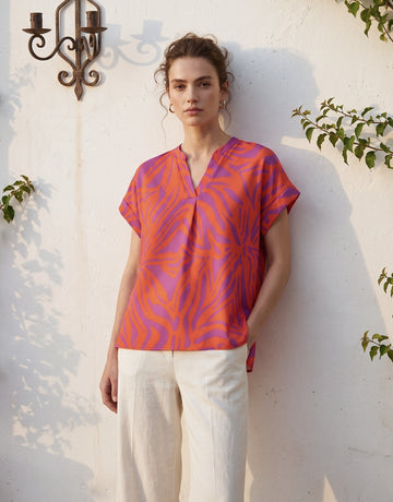 Casual Printed Short Sleeve Blouse