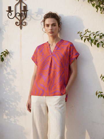 Casual Printed Short Sleeve Blouse