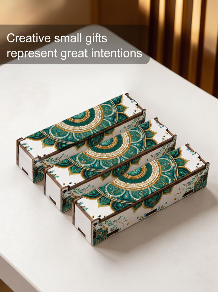 Teal and Gold Mandala Pattern Storage Box