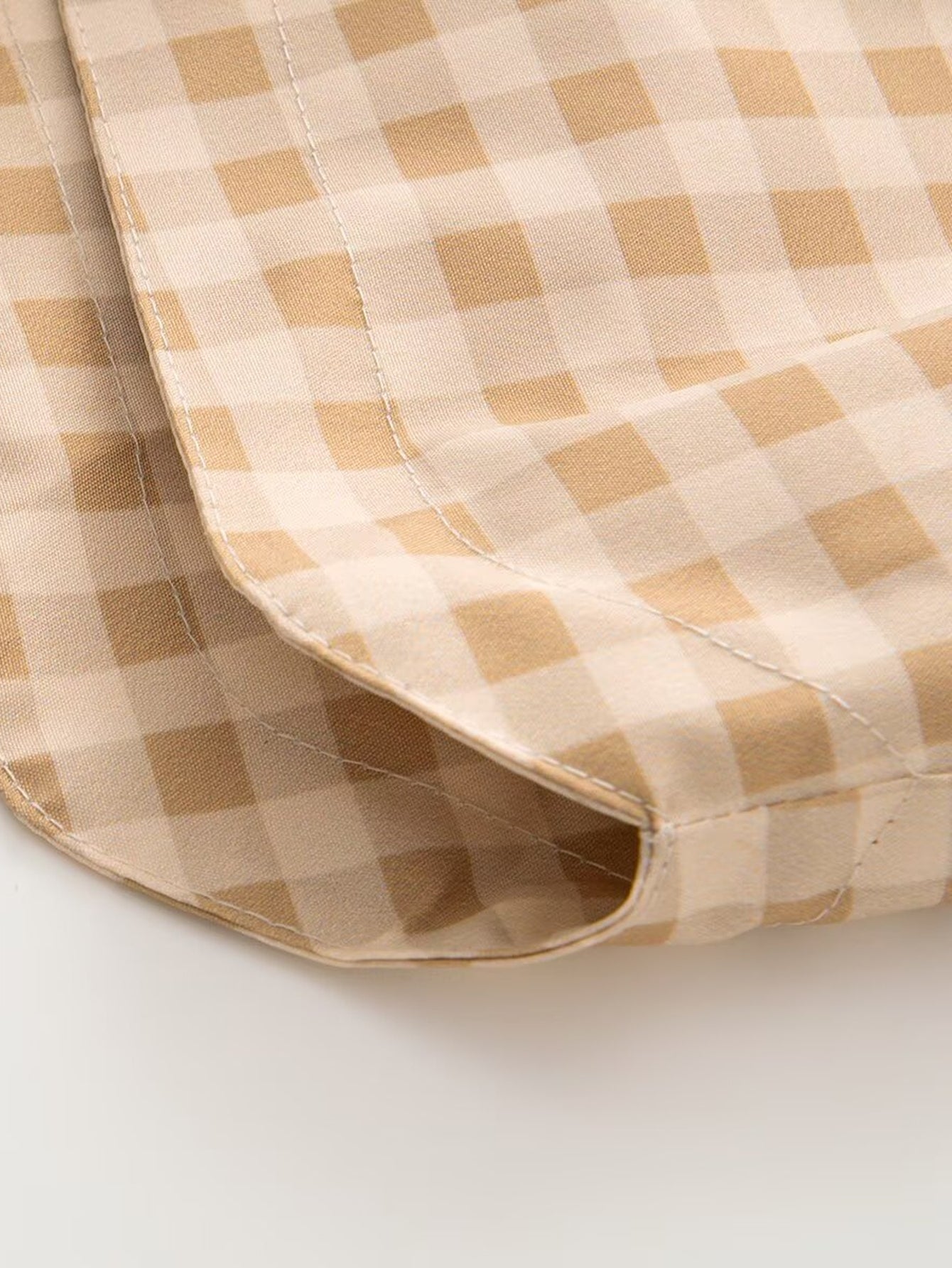 Gingham Drawstring Waist Hooded Jacket