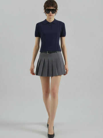 Pinstripe Pleated Skirt