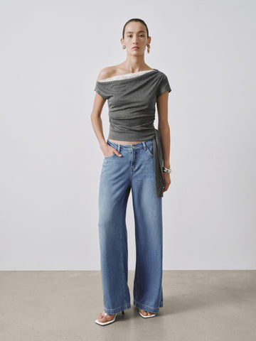 Urban Revivo One Shoulder Ruched T-Shirts