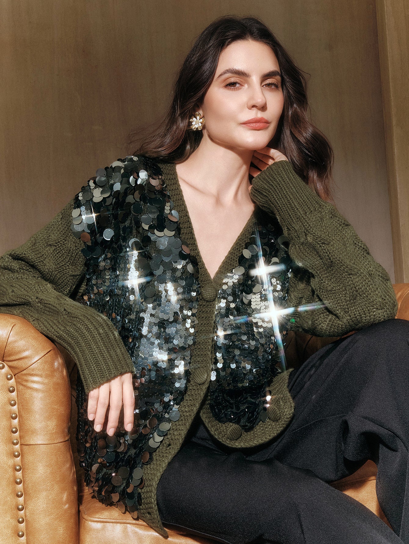 Sparkly Sequin Embellished Knit Cardigan