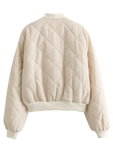 Lightweight Quilted Snap Button Bomber Jacket