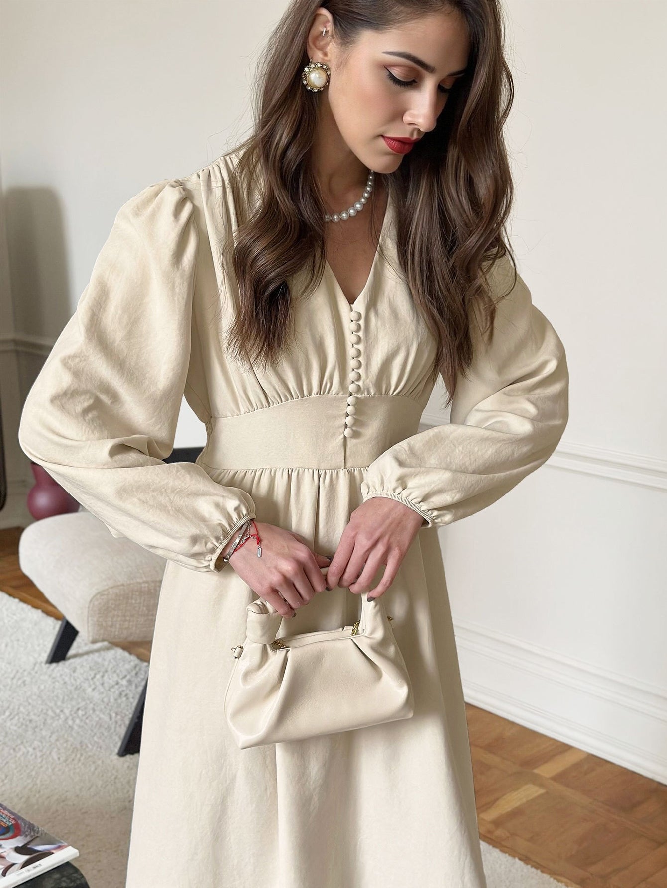 Elegant Button Front Midi Dress