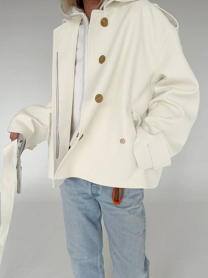 Elegant Belted Cropped Trench Coat