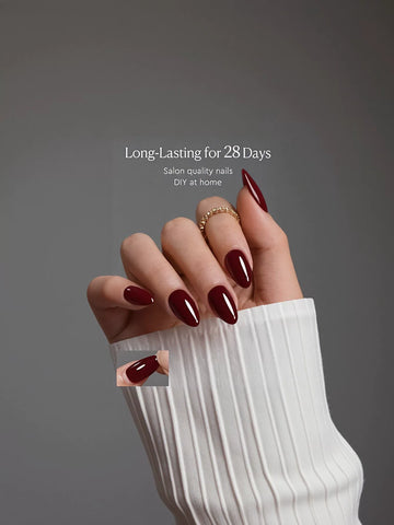 Glossy Burgundy Almond Press On Nails