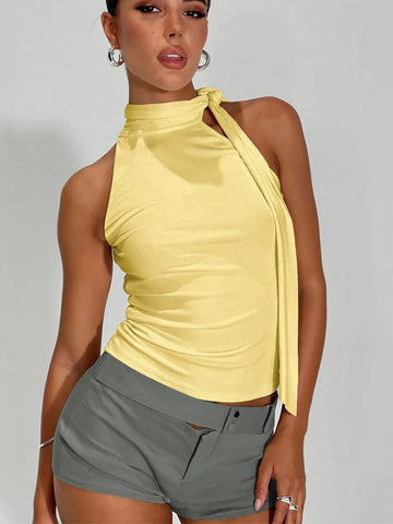 Elegant Tie Neck Sleeveless Tank Top