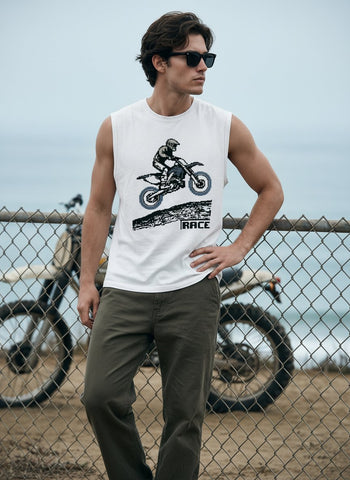 Graphic Print Muscle Tank Top